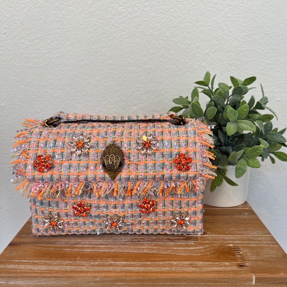 Kurt Geiger London Tweed Medium Kensington Bag in Orange